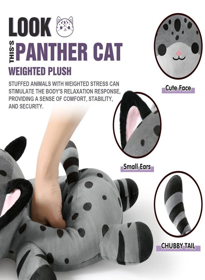 Onsoyours Original Weighted Panther Cat Plush, Cute Hugging Black Leopard Kitty Weighted Stuffed Animal, Soft Collectible Gift for Kids & Adults(9.8", 1.0 Lbs) - Image 4